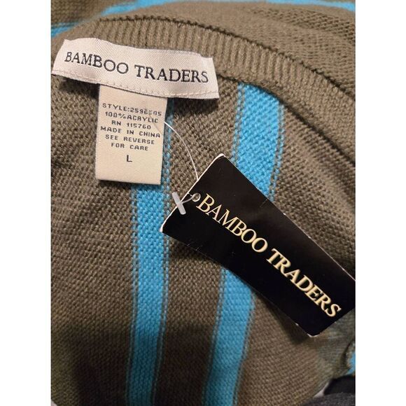 Bamboo Traders Women's Size Large Grey/Blue Striped Open Hooded Sweater - Picture 2 of 7